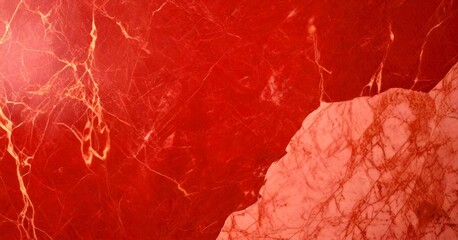 Leinwandbilder - a close-up view red marble surface with a contrasting pink marble section The red marble has a textured and cracked appearance, while the pink marble has a smooth
