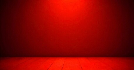 Leinwandbilder - A red-tinted spotlight illuminates a wooden floor, casting a warm glow and highlighting the grain and texture of the wood