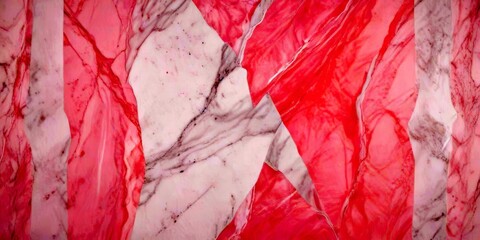 Fototapete - a close-up view pink and white marble surface, with the pink marble appearing to be slightly cracked and the white marble showing some natural veins