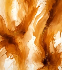 Poster - Abstract Art: Brown and Gold Swirls and Spots