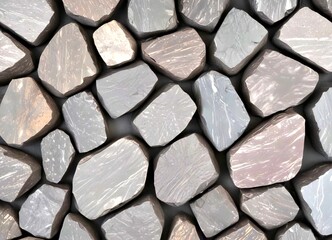 Fototapete - A close-up view collection of irregularly shaped dark gray stones arranged in a grid-like pattern