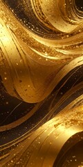 Aufkleber - a striking abstract composition of golden lines and swirls against a dark background, creating a sense of movement and depth