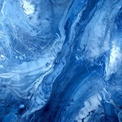Aufkleber - a close-up view marble surface with a swirling pattern of blue and white hues, resembling the movement of water or a natural landscape