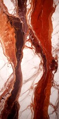 Aufkleber - a close-up view marble surface with a striking pattern of swirling lines and swirls in shades of brown and red, creating a sense of movement and depth