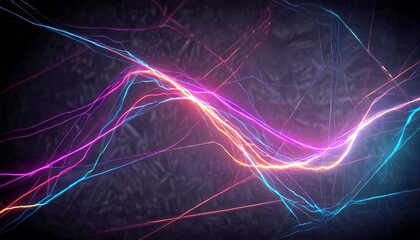 Leinwandbilder - a dark background with a vibrant display of multicolored lines and curves, creating a dynamic and visually striking abstract pattern