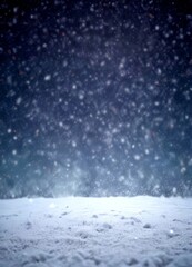 Aufkleber - A snowy landscape with falling snowflakes against a dark background