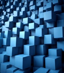 Leinwandbilder - A wall composed of numerous gray cubes, creating a visually striking and abstract pattern