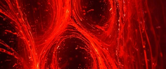 Leinwandbilder - a close-up view red liquid, possibly blood, with swirling patterns and splashes, creating a dynamic and abstract visual effect