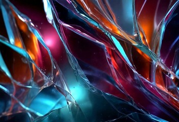 Fototapete - a digital art piece featuring a complex interplay of light and shadow, with a gradient of colors transitioning from deep purple to vibrant orange, and a subtle