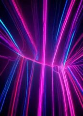 Leinwandbilder - a vibrant display of neon lights, with a diagonal pattern of red, blue, and purple lines radiating outwards from a central point The colors are vivid and the lines are