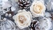 © Anna - Frosted Winter Roses and Pinecones in Elegant White Arrangement