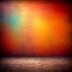 Poster - a vibrant abstract background with a gradient of warm colors, including red, orange, and yellow, against a textured wall