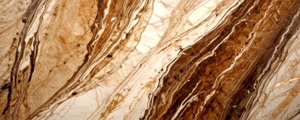 Wall Mural - a close-up view marble surface with a marbled pattern of brown, white, and beige hues