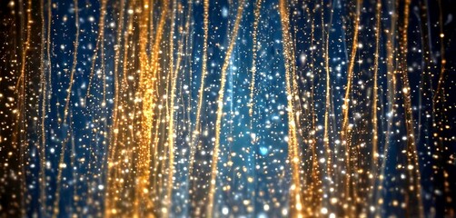 Fototapete - a dark background with a pattern of gold and white lights, creating a sense of depth and movement