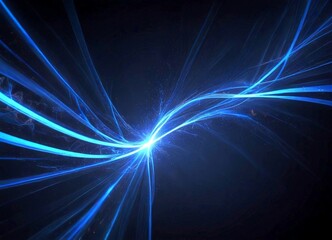 Poster - a striking abstract scene of blue and white lines and rays emanating from a central point, creating a sense of movement and energy