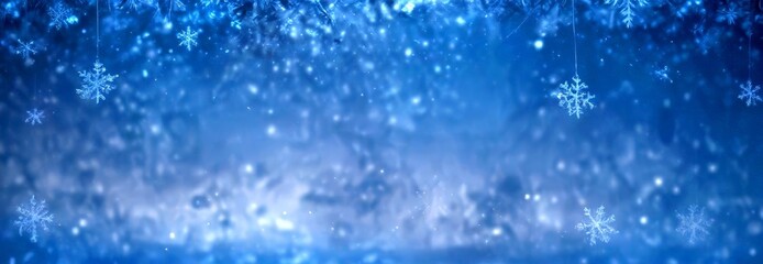 Aufkleber - Snowflakes falling against a dark blue background