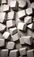 Aufkleber - a close-up view collection of gray cubes arranged in a grid-like pattern against a textured gray background