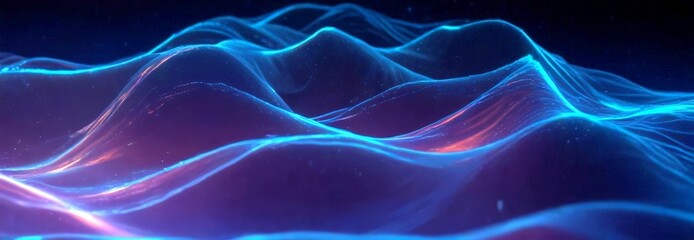 Aufkleber - a digital art piece featuring a wave-like pattern with a gradient of blue and purple hues, creating a sense of movement and fluidity