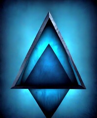 Aufkleber - a dark blue triangle with a lighter blue triangle inside it, set against a dark blue background