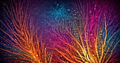 Leinwandbilder - a vibrant abstract pattern with a mix of orange, purple, and blue hues, creating a dynamic and visually striking composition