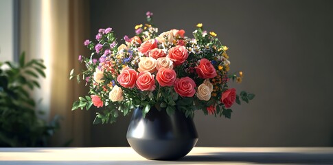 Canvas Print - Beautiful Flower Arrangement in a Vase