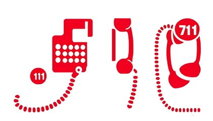 Wall Mural - Vector Icons of 911 Emergency Phone Symbols on White Background