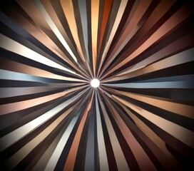 Poster - Radiating light: A radial pattern of dark and light brown lines radiates outwards from a central white light source, creating a visually striking and abstract composition