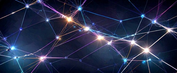 Leinwandbilder - a complex network of interconnected lines and points, creating a visually striking abstract pattern against a dark background