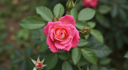 Wall Mural - pink rose in garden