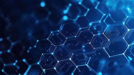 Sticker - abstract blue hexagonal pattern with glowing lines and dots, creating a futuristic and technological