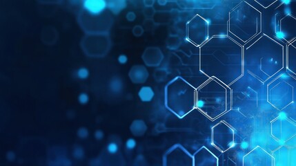 Wall Mural - abstract blue and white hexagon pattern on dark blue background.