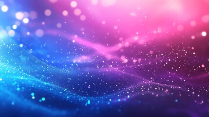 Sticker - abstract blue and pink glowing background with bokeh.