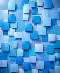 Leinwandbilder - a grid of overlapping blue and white square shapes, creating a visually appealing pattern