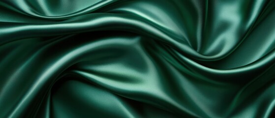 Luxurious green satin fabric with smooth texture, perfect for elegant designs, fashion, and home decor.