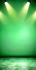 Poster - a green-painted room with two spotlights shining down on it, creating a dramatic lighting effect