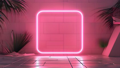 Wall Mural - Vibrant Pink Neon Squares Creating a Dynamic Abstract Background