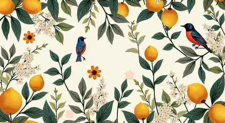 Canvas Print - seamless pattern with oranges