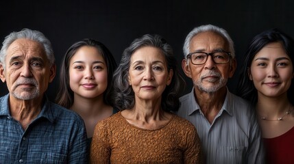 multigenerational portrait series diverse ages and ethnicities unified composition studio lighting emotional connections life story concept