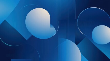 Wall Mural - abstract blue geometric shapes background with overlapping circles and lines.