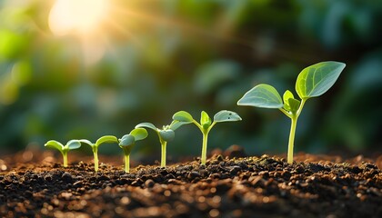 Canvas Print - Emerging plants basking in sunlight, symbolizing growth and renewal in agriculture and sustainable practices.