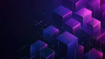 Wall Mural - abstract geometric shapes with glowing lines and purple and blue colors.