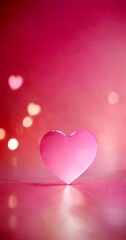 Poster - A pink heart-shaped object stands out against a pink background with bokeh lights
