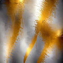 Fototapete - a close-up view textured surface with a pattern of gold and gray paint splatters