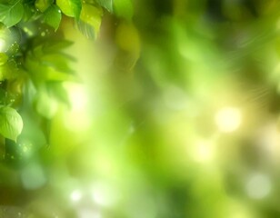 Poster - a blurred, natural background with green leaves and a soft, blurred effect, creating a serene and tranquil atmosphere