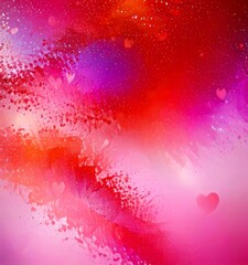 Aufkleber - a vibrant abstract background with a gradient of pink, red, and purple hues, accented by scattered white hearts and a subtle starry effect