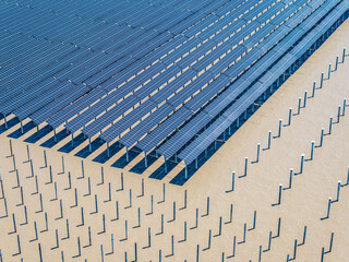 Wall Mural - Aerial view of solar power station at seaside