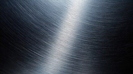 Close-up of a brushed metal surface showcasing sleek, shiny texture with gradient light reflections.