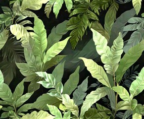 Poster - a dense, dark green pattern of leaves and branches, creating a dense, textured appearance