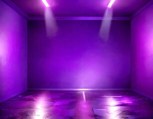 Poster - a dimly lit room with purple lighting, featuring a concrete floor and a white wall