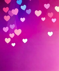 Leinwandbilder - A gradient background with pink, purple, and white hearts scattered across it